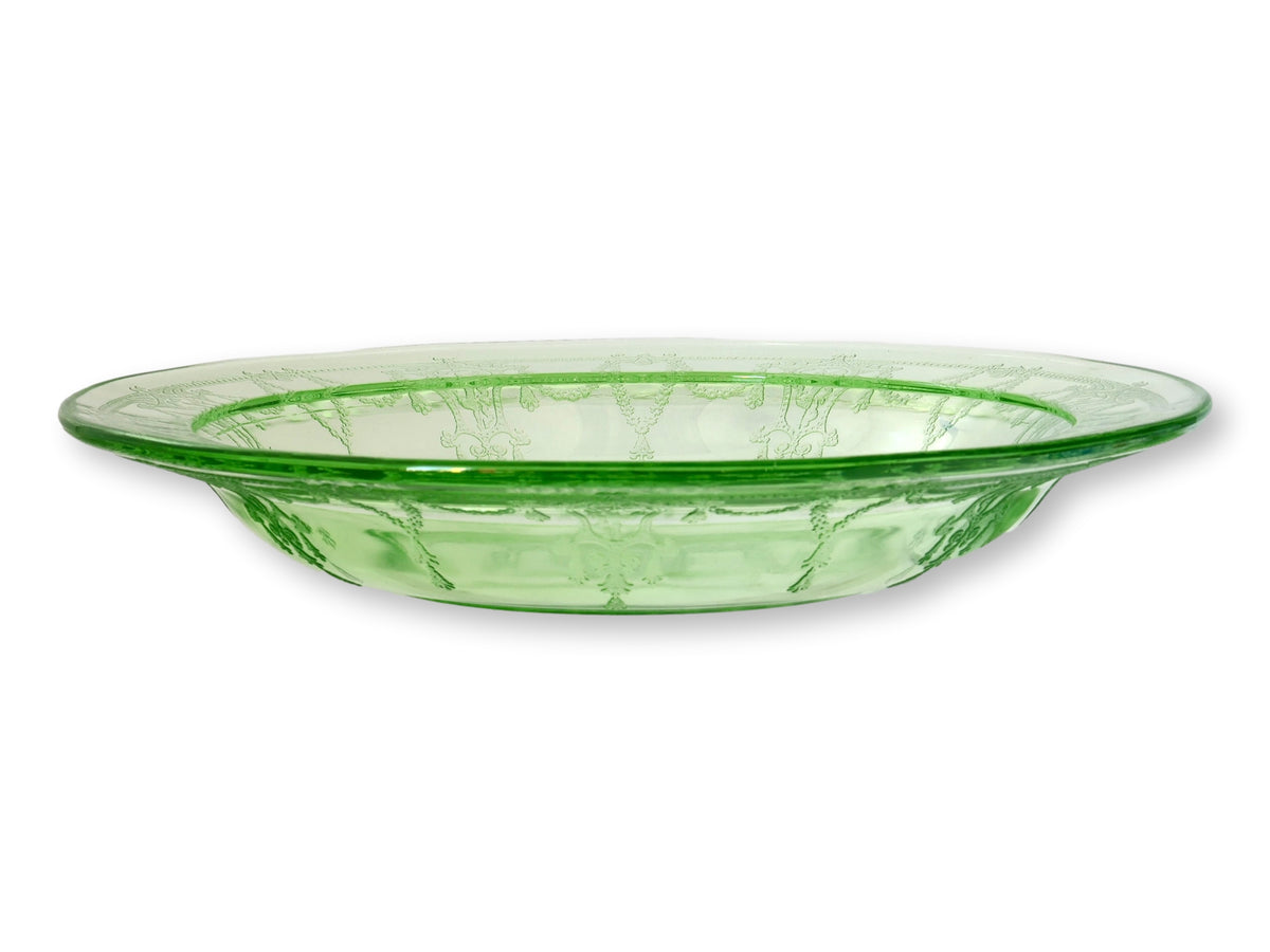 1930s Anchor Hocking "Cameo Green Uranium" Glass Soup Bowls, S/3