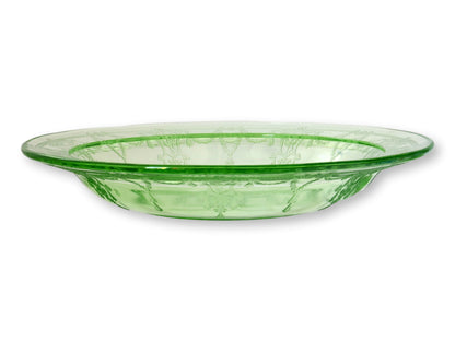 1930s Anchor Hocking "Cameo Green Uranium" Glass Soup Bowls, S/3