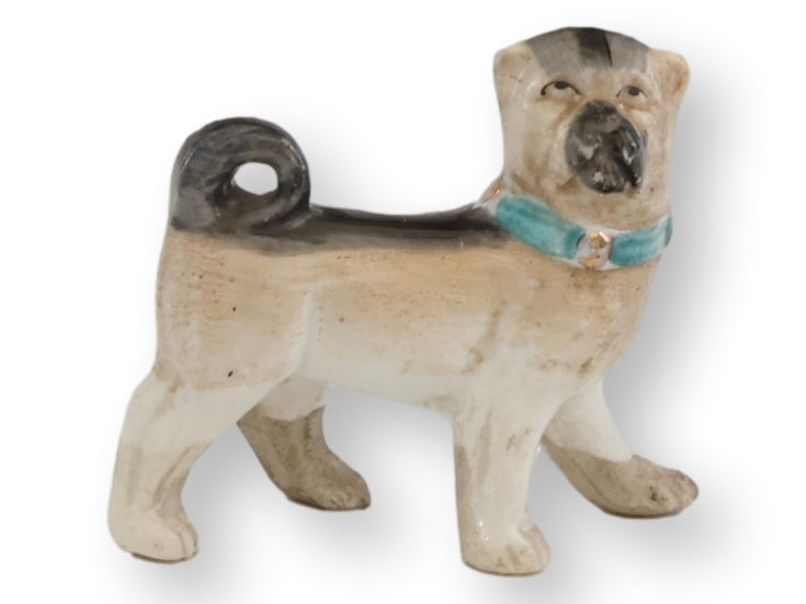 Antique Staffordshire Porcelain Pug Dog
