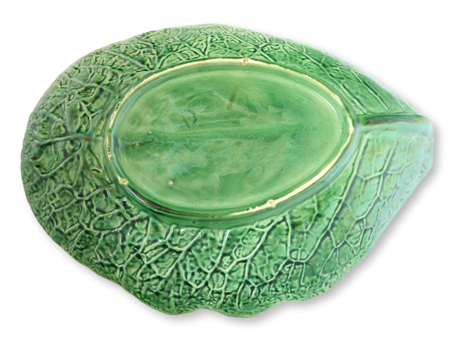Oversized Green Majolica Serving Bowl