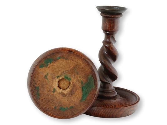 Pair of Victorian English Barley Twist Candlesticks - 7.5"H