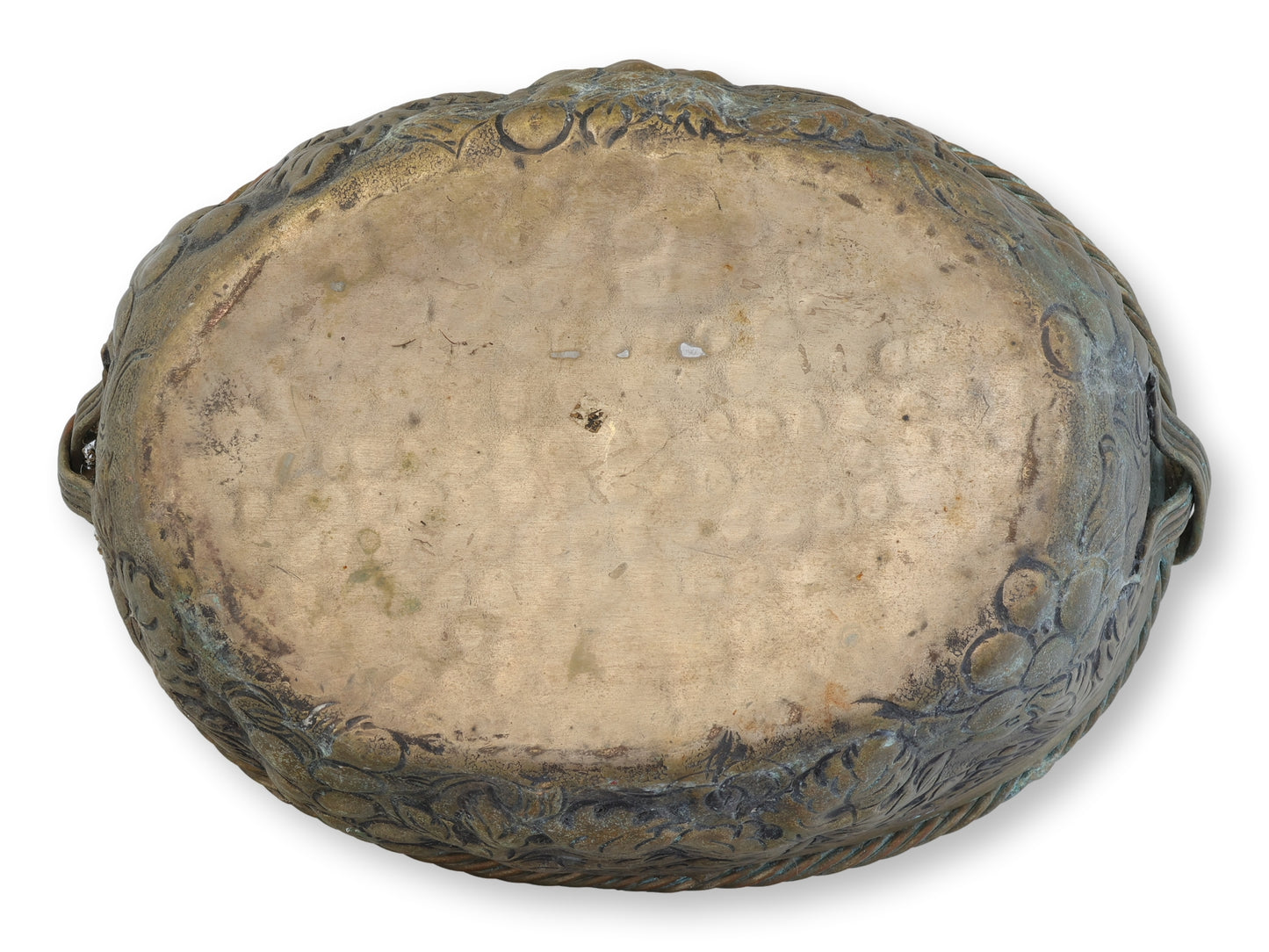 French Verdigris Metal Garden Basket Planter