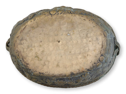 French Verdigris Metal Garden Basket Planter