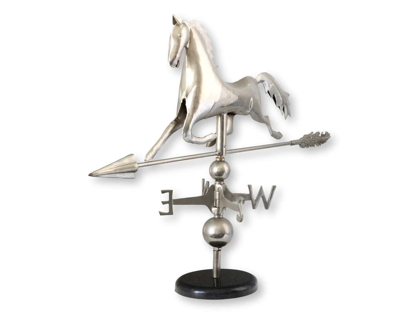 Late 20th Century Horse Weathervane on Marble Base