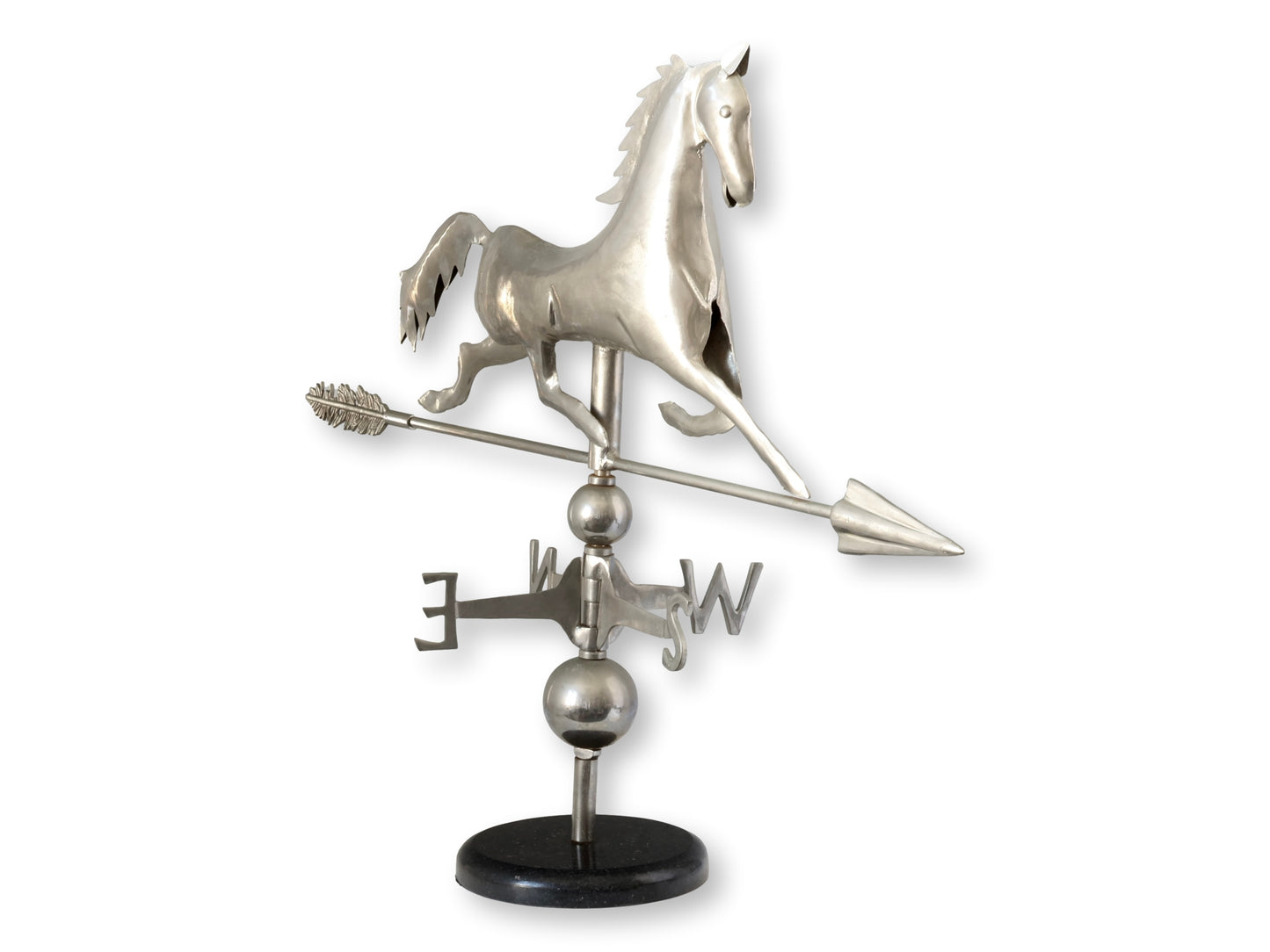 Late 20th Century Horse Weathervane on Marble Base