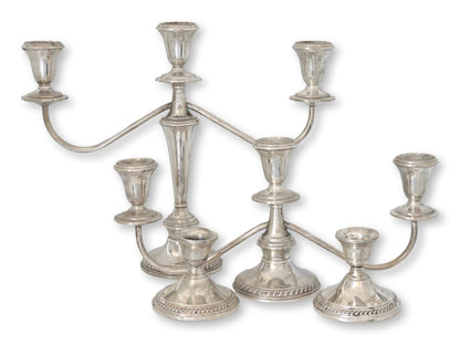 Sterling Silver Georgian Style Convertible Candelabra Set