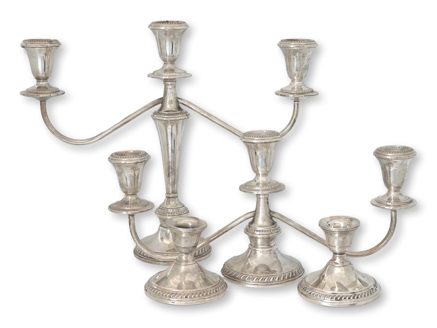 Sterling Silver Georgian Style Convertible Candelabra Set