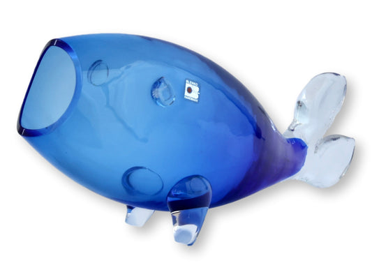 Midcentury Blenko Art Glass Fish — Original Foil Label