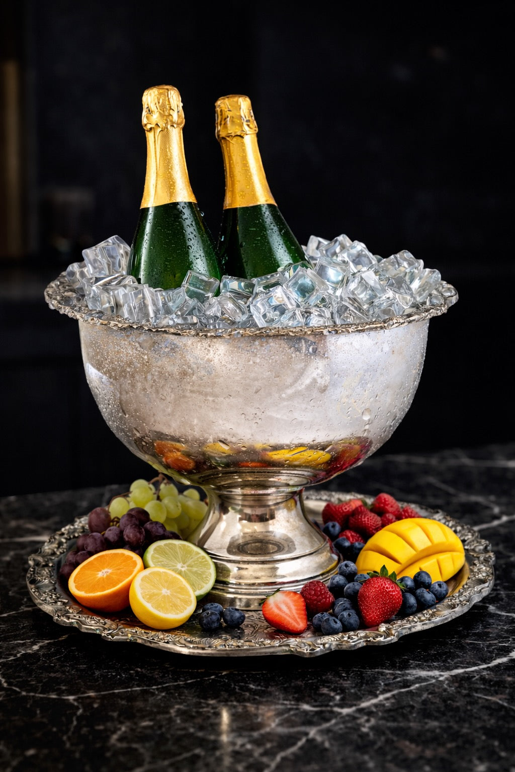 Midcentury Rogers Silver-Plate Champagne Cooler Set with Tray & Ladle