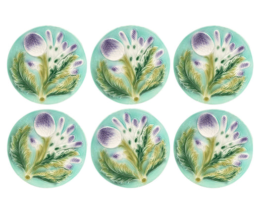 Midcentury Asparagus & Artichoke Plates, Set of Six