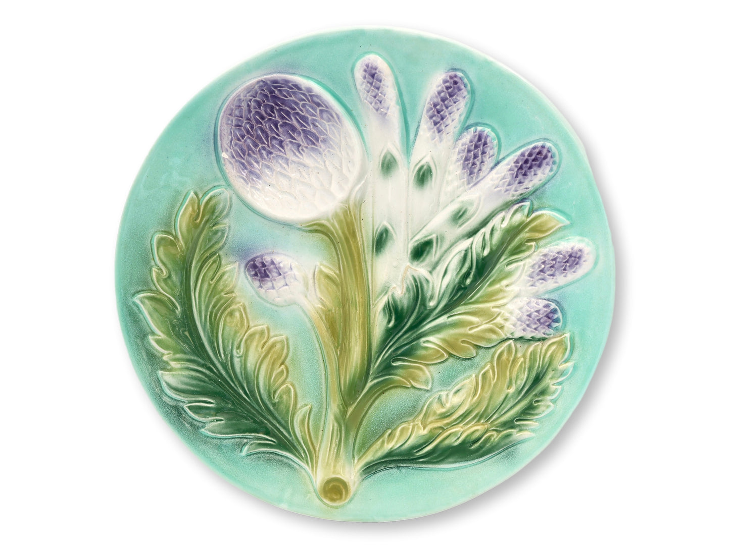 Midcentury Asparagus & Artichoke Plates, Set of Six