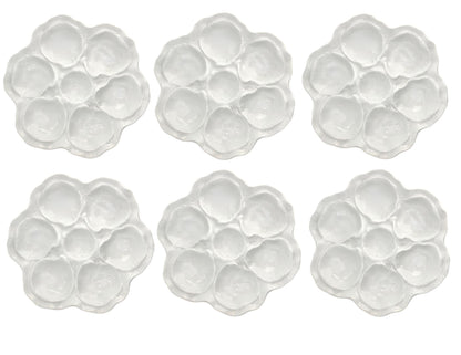 Set of Six Limoges White Porcelain Oyster Plates – France, c.1960s