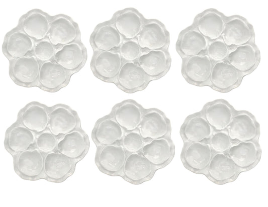 Set of Six Limoges White Porcelain Oyster Plates – France, c.1960s
