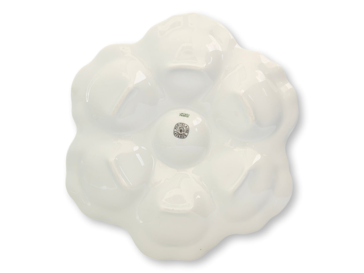 Set of Six Limoges White Porcelain Oyster Plates – France, c.1960s