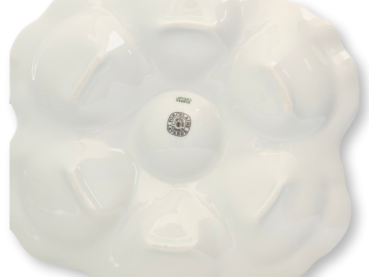 Set of Six Limoges White Porcelain Oyster Plates – France, c.1960s