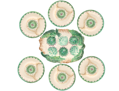French Longchamp Terre de Fer Artichoke Service w/ Rare Platter