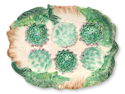French Longchamp Terre de Fer Artichoke Service w/ Rare Platter