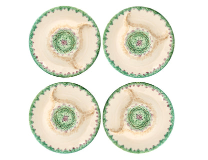 French Longchamp Terre de Fer Majolica Artichoke Plates, Set of 4