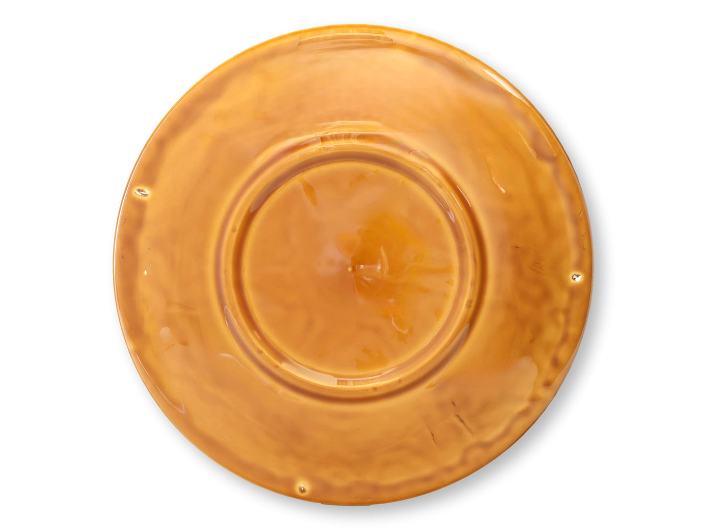 Midcentury French Majolica Amber Oyster Plates, Set of 6