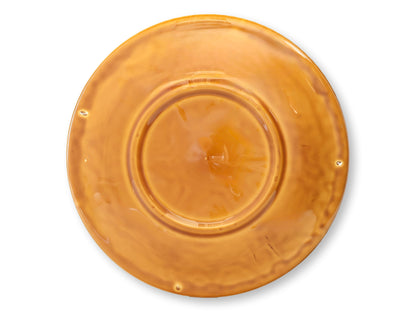 Midcentury French Majolica Amber Oyster Plates, Set of 6