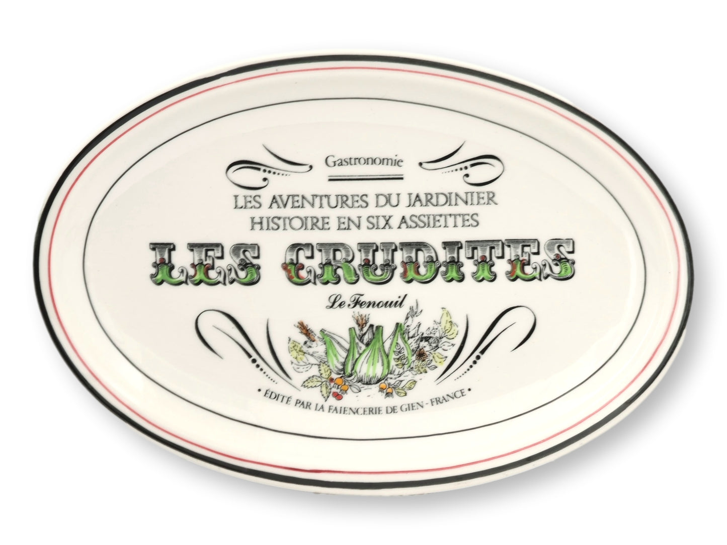 French Gien 'Les Crudites' Faience Plates, Set of 4