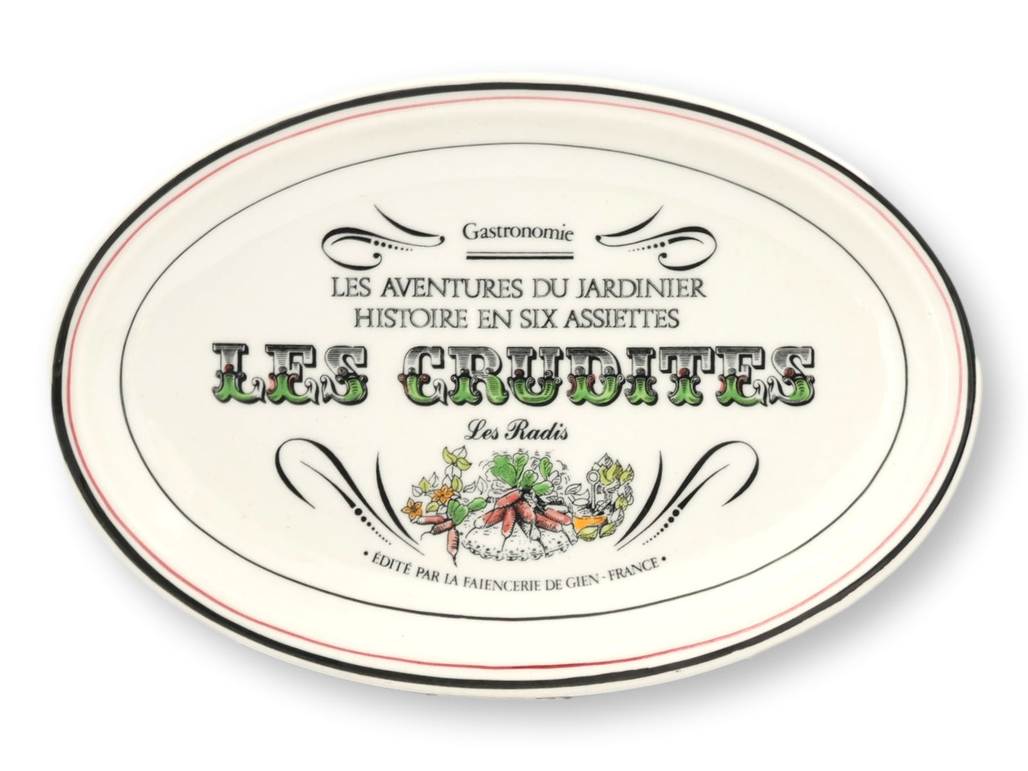 French Gien 'Les Crudites' Faience Plates, Set of 4
