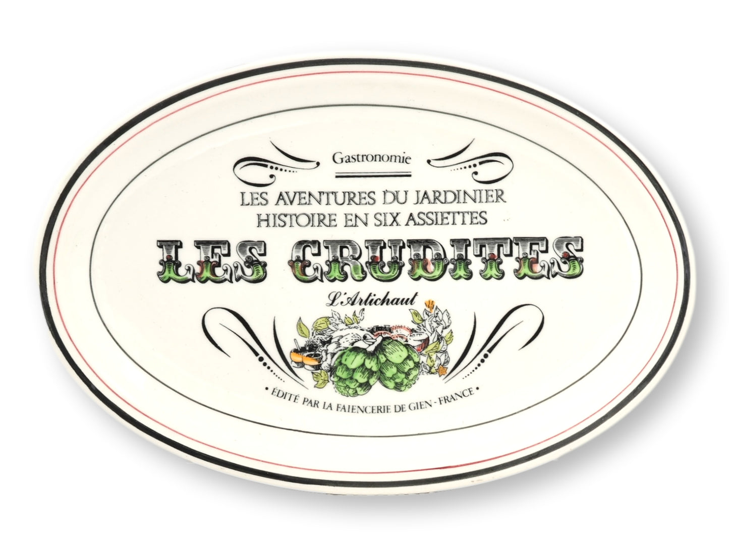 French Gien 'Les Crudites' Faience Plates, Set of 4