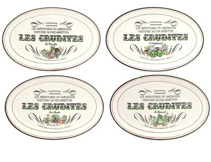French Gien 'Les Crudites' Faience Plates, Set of 4