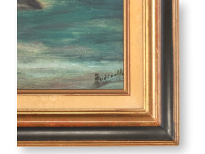 Atmospheric French Rocky Coast Painting