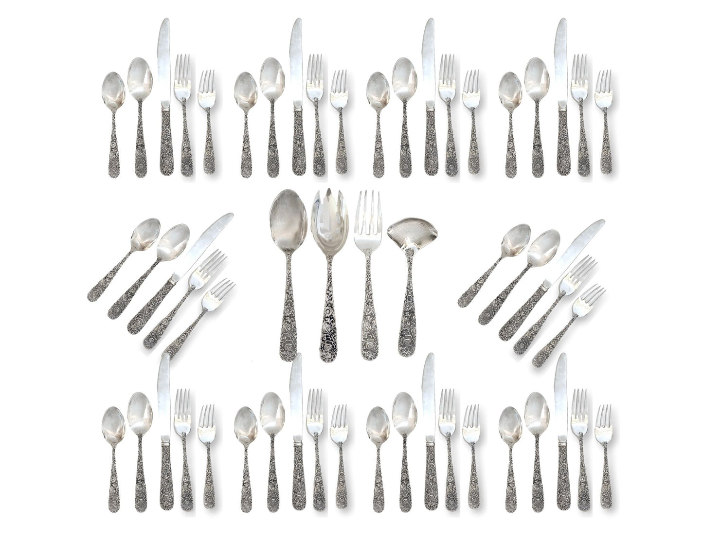 Godinger Olde Bouquet Flatware Service for 10 with Serving Pieces