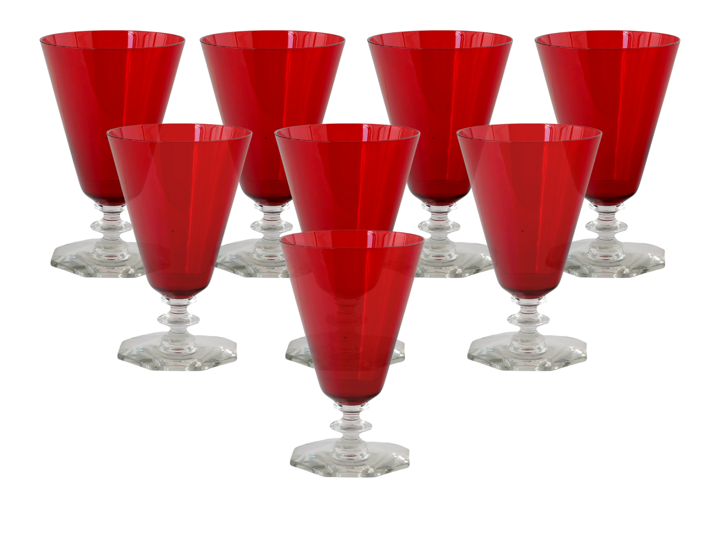 Ruby Red Mid-Century Stemware, Set of 8