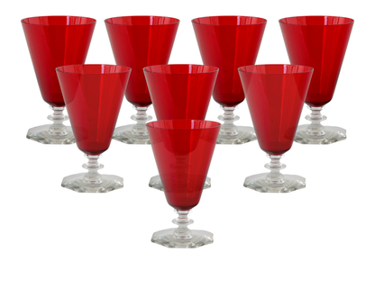 Ruby Red Mid-Century Stemware, Set of 8