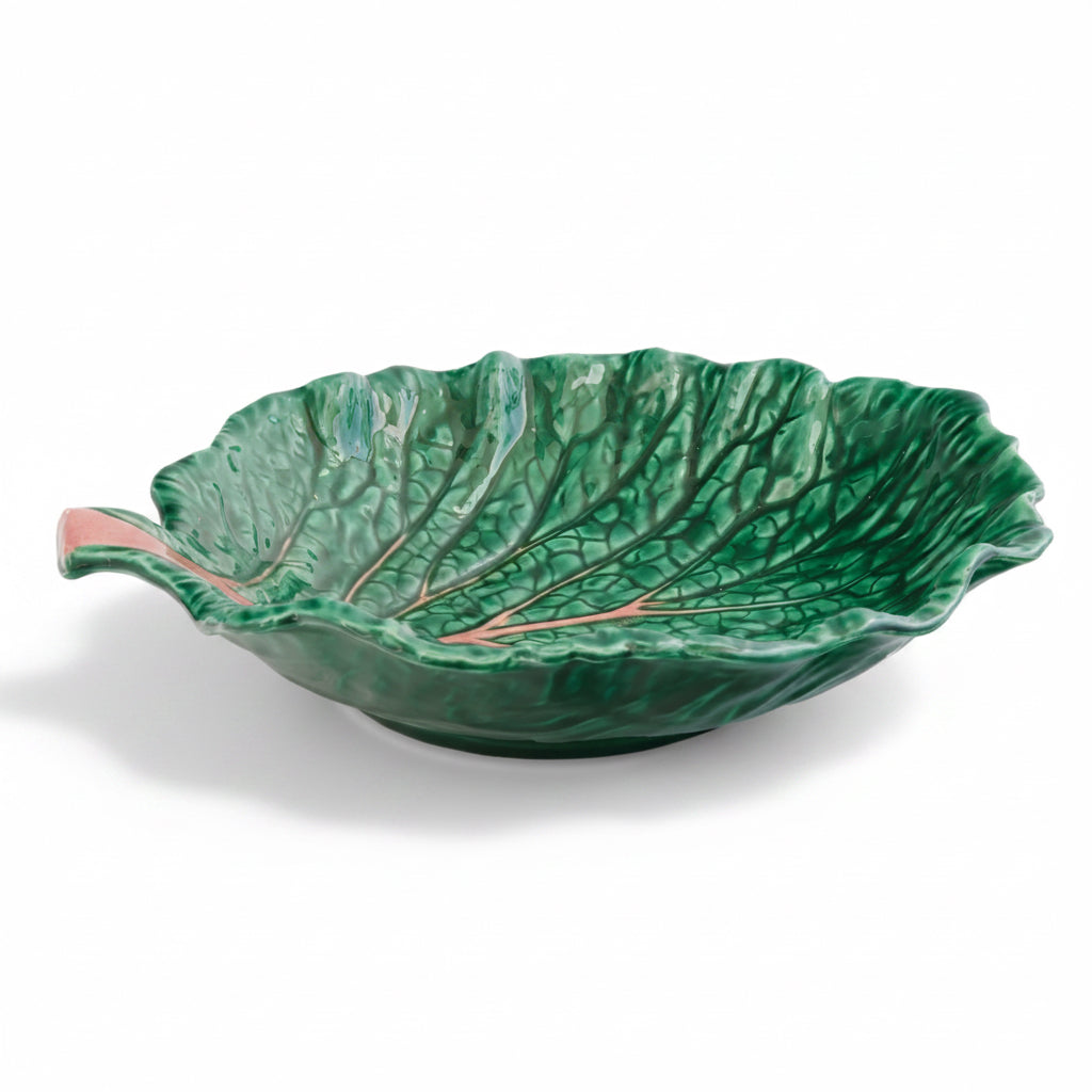 Extra Large Italian Majolica Cabbageware  Leaf Bowl