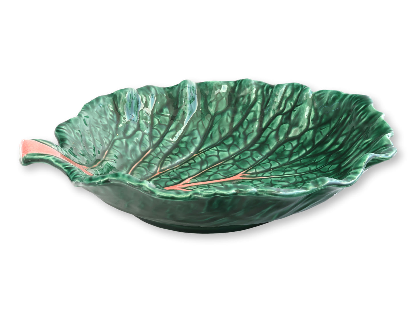 Extra Large Italian Majolica Cabbageware  Leaf Bowl