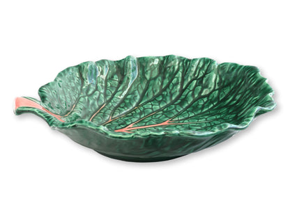 Extra Large Italian Majolica Cabbageware  Leaf Bowl