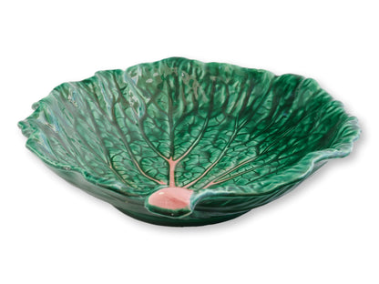 Extra Large Italian Majolica Cabbageware  Leaf Bowl