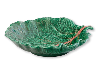 Extra Large Italian Majolica Cabbageware  Leaf Bowl