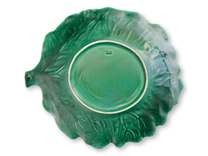 Extra Large Italian Majolica Cabbageware  Leaf Bowl
