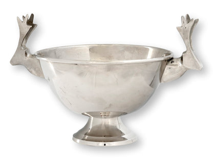 Vintage Silverplate Reindeer-Handle Holiday Bowl