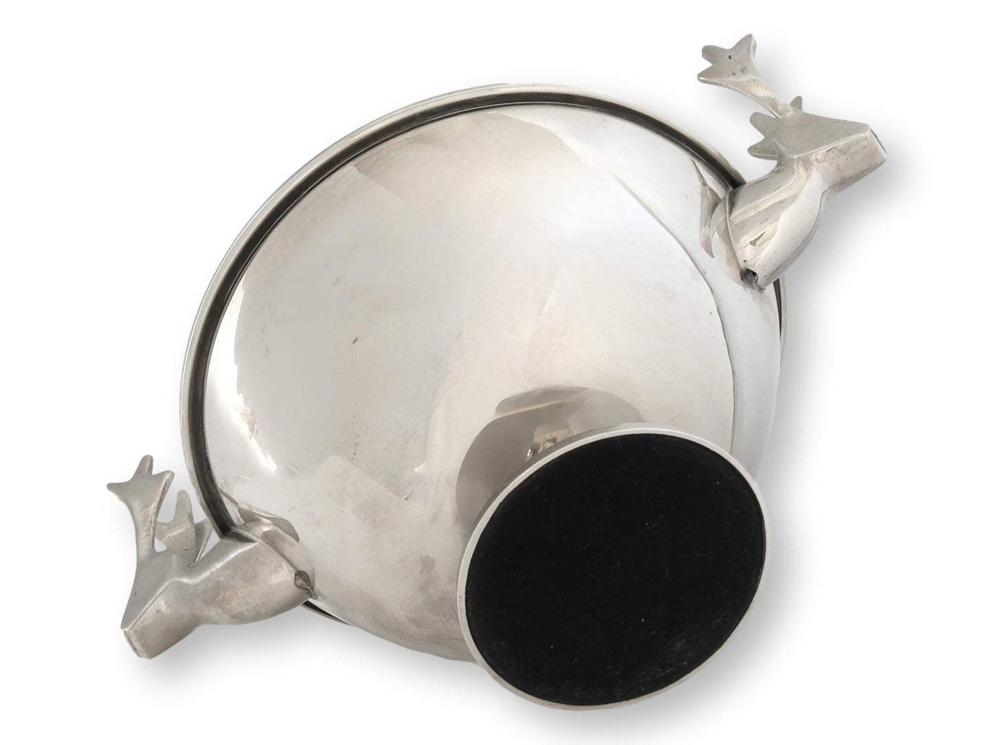 Vintage Silverplate Reindeer-Handle Holiday Bowl