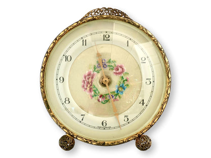 Vintage English Filigree Petite Pointe Boudoir Alarm Clock
