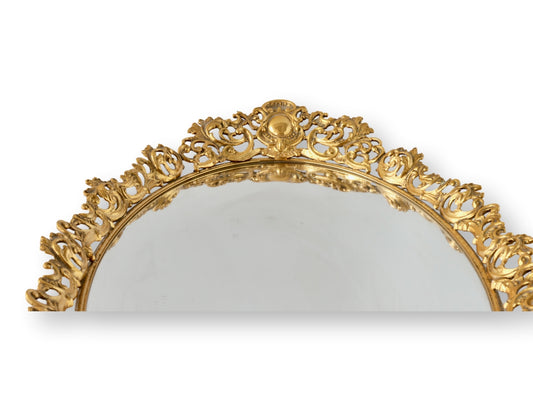 Heavy Midcentury Gold Filagree Vanity Mirror