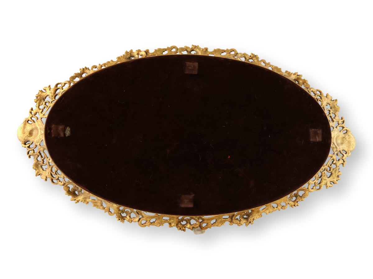 Heavy Midcentury Gold Filagree Vanity Mirror
