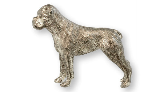 Midcentury English Silver-Plate Boxer Dog Figurine