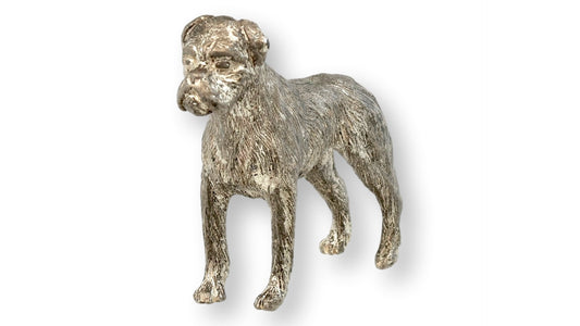 Midcentury English Silver-Plate Boxer Dog Figurine