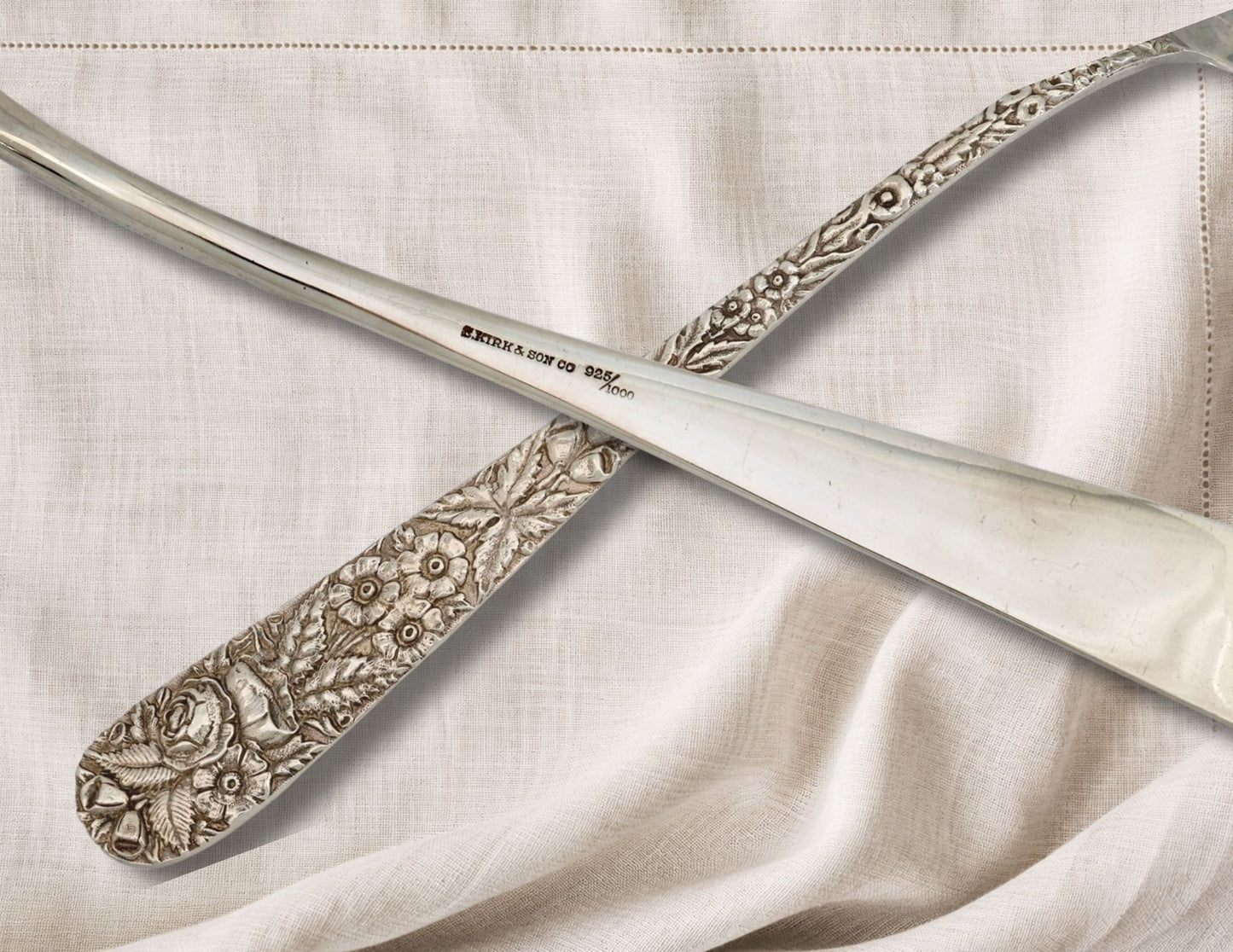 Kirk Stieff Repousse Sterling Silver 12" Basting Serving Spoon