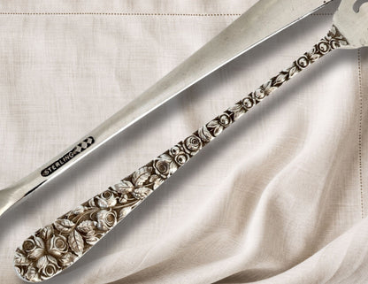 Antique Schofield Baltimore Rose Sterling Silver Pickle Fork