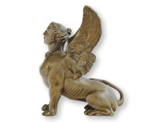 Antique English Bronze Winged Sphinx