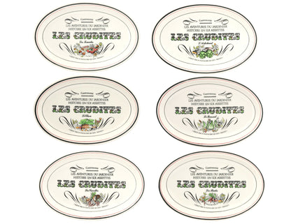 French Gien 'Les Crudites' Faience Plates, Set of 6