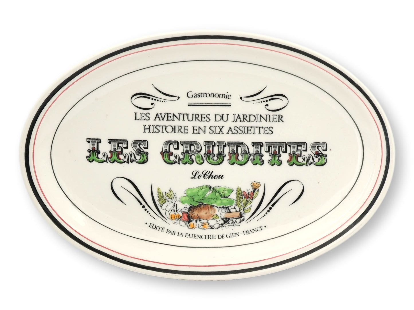 French Gien 'Les Crudites' Faience Plates, Set of 6